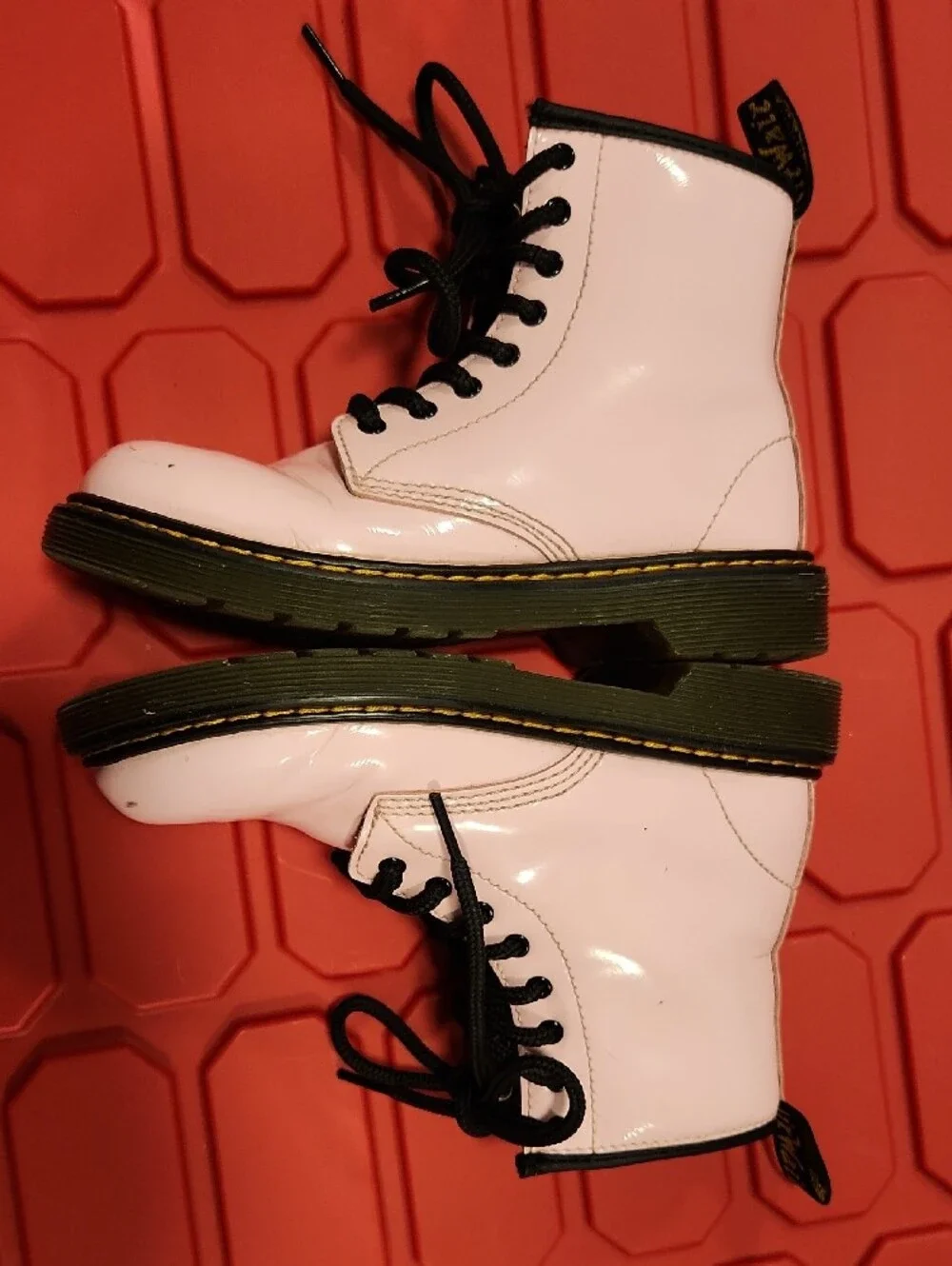 Dr. Martens Pink Lace-Up Kids Combat Boots with Black Laces